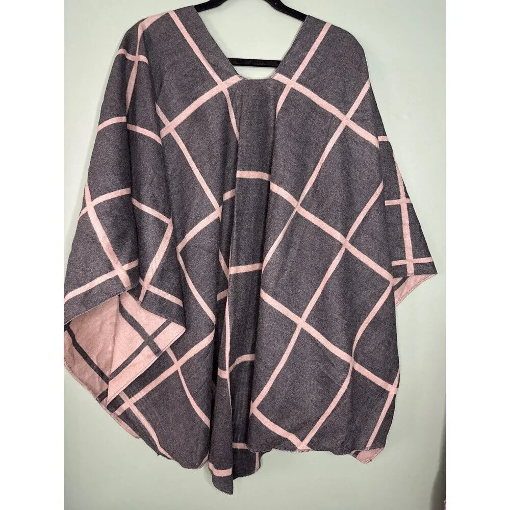 Moss Rose Women Reversible Poncho Soft Warm Sweater New With Tags Cozy Layering